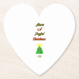 Joyful Christmas Heart Paper Coaster