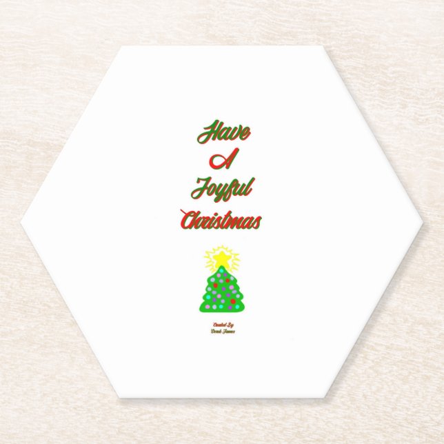 Joyful Christmas Hexagon Paper Coaster (Front)