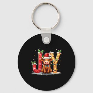 Joyful Christmas Highland Cow Family Funny Matchin Keychain
