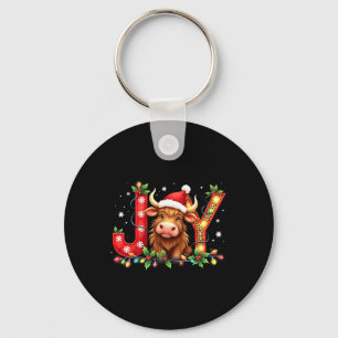 Joyful Christmas Highland Cow Funny Family Matchin Keychain