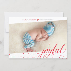 JOYFUL CHRISTMAS HOLIDAY stylish calligraphy red Card