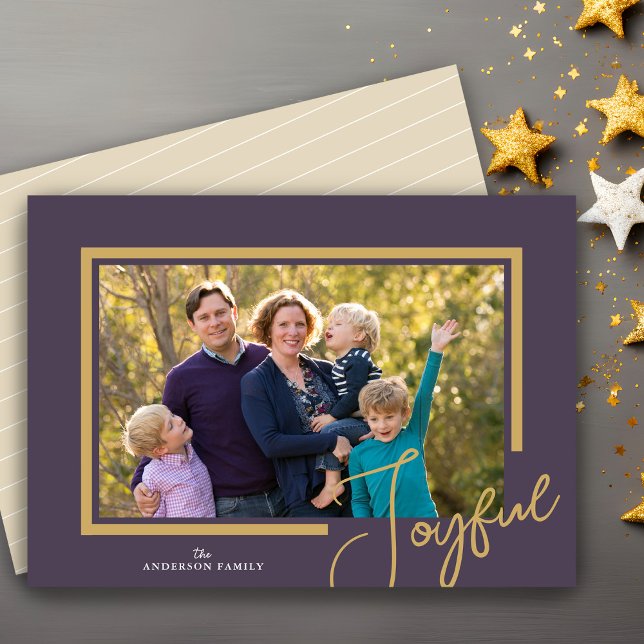 Joyful Christmas Minimalist Photo Holiday Card (Creator Uploaded)