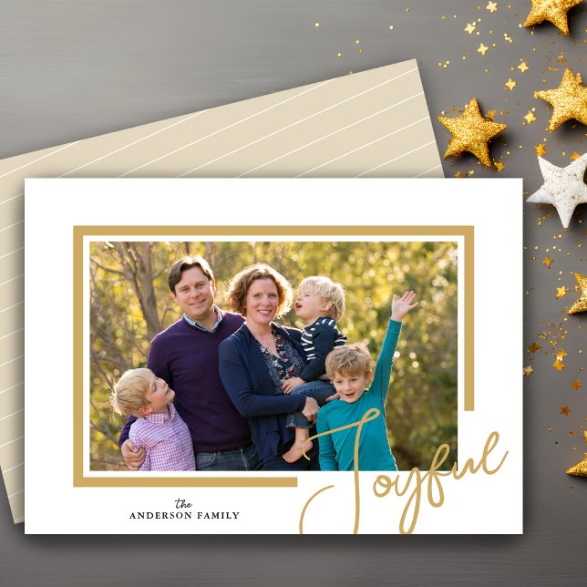 Joyful Christmas Minimalist Photo Holiday Card (Creator Uploaded)