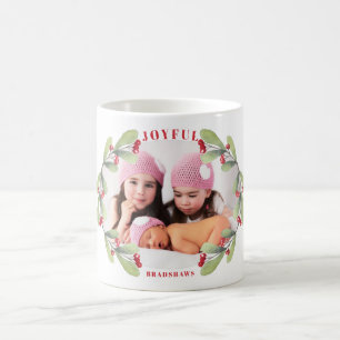 Joyful Christmas Mistletoe Holiday Photo Coffee Mug