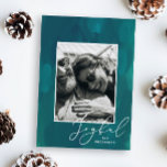 Joyful Christmas. Modern abstract green oil brush Holiday Card<br><div class="desc">Modern abstract oil brush stroke Christmas photo card "Joyful" in green,  dark teal colours. Please contact me if you need additional items.</div>