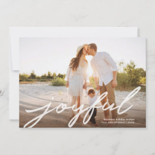 Joyful Christmas Modern Handwritten Script Photo Holiday Card