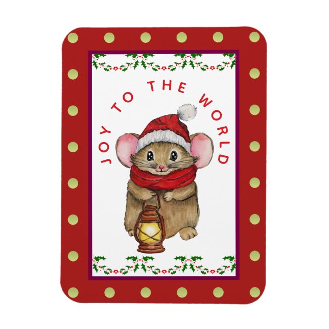 Joyful Christmas mouse greeting card Magnet (Vertical)