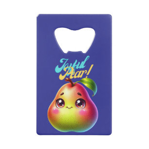 Joyful Christmas Pear Design for Fun Holiday Gifts Credit Card Bottle Opener