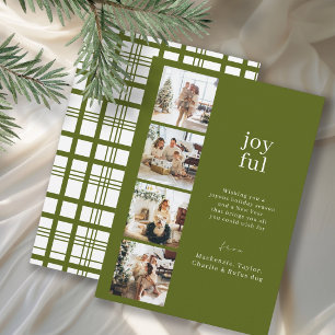 Joyful Christmas Personalized 4 Photo Collage Holiday Card