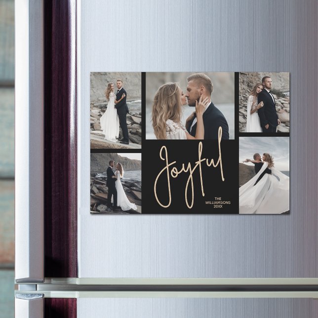 JOYFUL Christmas Photo Collage Magnetic Card (Creator Uploaded)