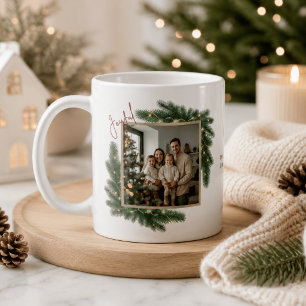 Joyful Christmas Photo Frame Personalized Family Coffee Mug
