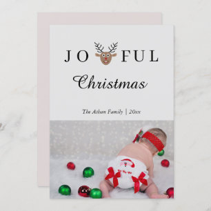 Joyful Christmas Reindeer Holiday Photo Card
