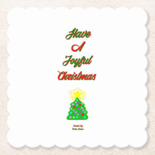 Joyful Christmas Scalloped Square Paper Coaster