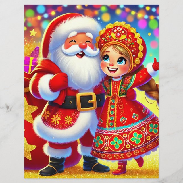 Joyful Christmas Scene Featuring Santa Letterhead (Front)