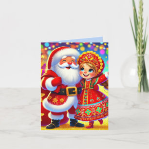 Joyful Christmas Scene Featuring Santa Note Card