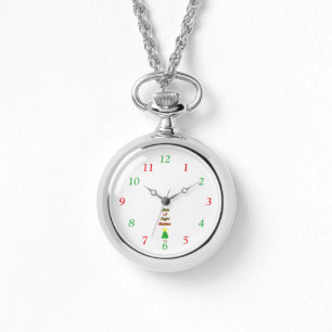 Joyful Christmas Silver Necklace Watch