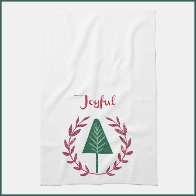 Joyful Christmas Tree and Wreath Kitchen Towel (Creator Uploaded)