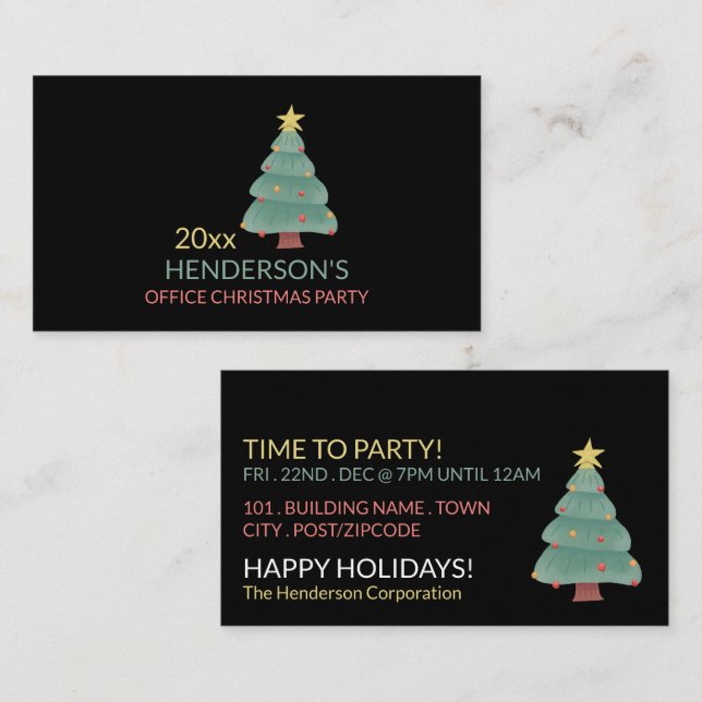 Joyful Christmas Tree, Christmas Party Ticket Enclosure Card (Front/Back)