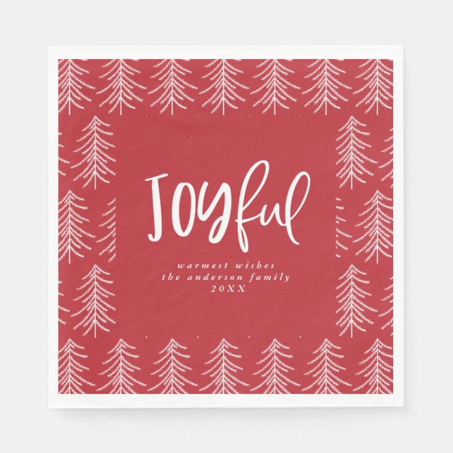 Joyful Christmas tree holiday party Napkin (Front)