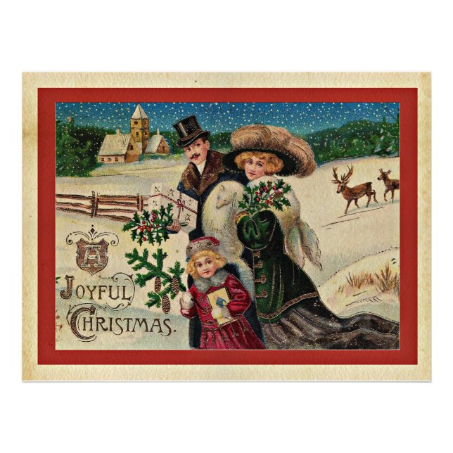 Joyful Christmas, vintage holiday celebration  Photo Print (Front)