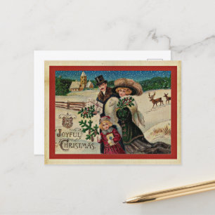 Joyful Christmas, vintage holiday celebration Postcard