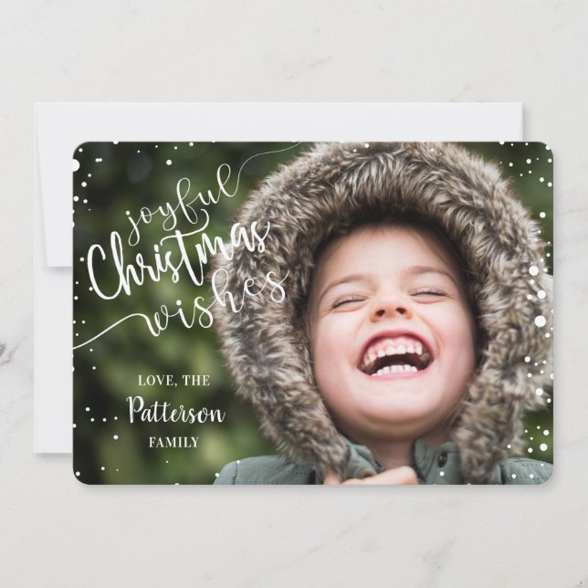 Joyful Christmas Wishes Photo Holiday Card (Front)