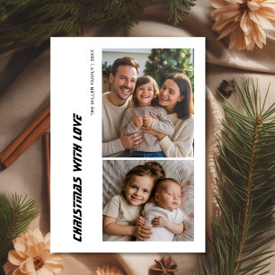 Joyful Christmas With Love Family 2 Photo Card