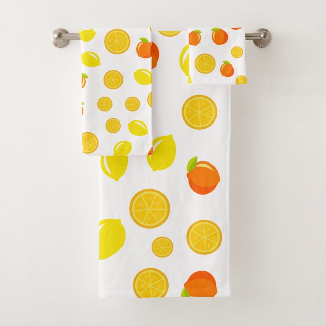 Joyful Citrus: Lemons & Oranges Bath Towel Set (Insitu)