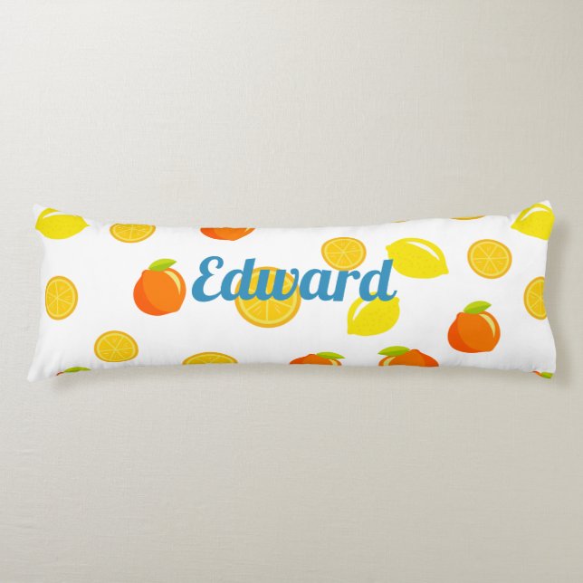 Joyful Citrus: Lemons & Oranges Body Pillow (Front)