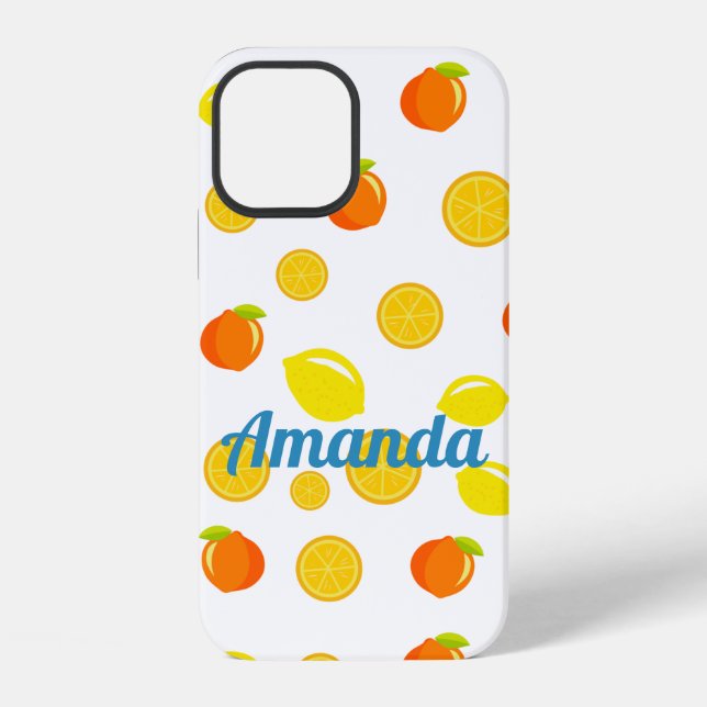 Joyful Citrus: Lemons & Oranges iPhone Case (Back)