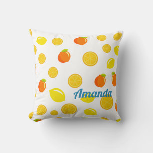Joyful Citrus: Lemons & Oranges Throw Pillow
