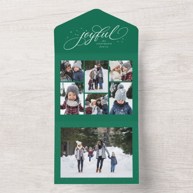 Joyful collage elegant green Christmas holiday All In One Invitation (Inside)