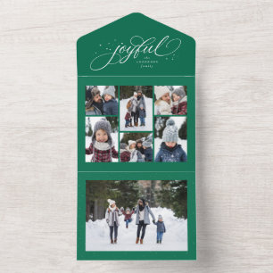 Joyful collage elegant green Christmas holiday All In One Invitation