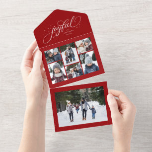 Joyful collage elegant red Christmas holiday All I In One Invitation