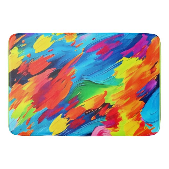 Joyful Colour Explosion Painting Bath Mat (Front)