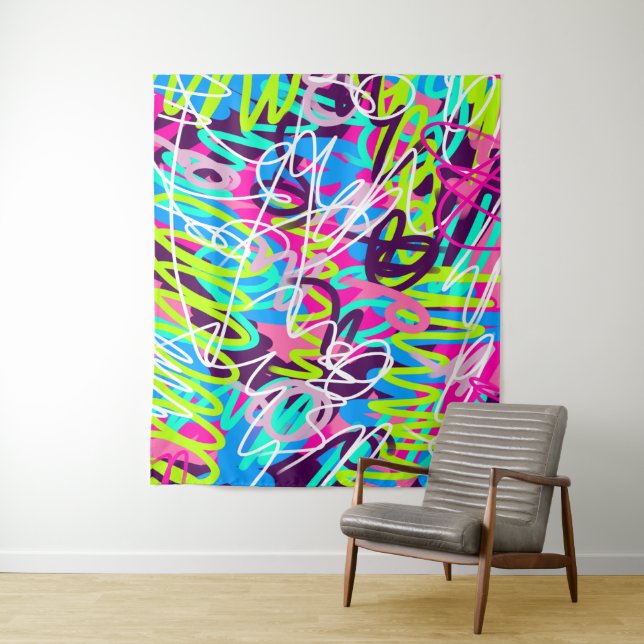 Joyful Colours Modern Abstract  Tapestry (In Situ)