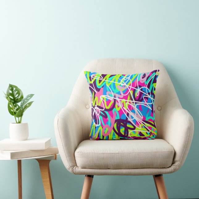 Joyful Colours Modern Abstract  Throw Pillow (Chair)