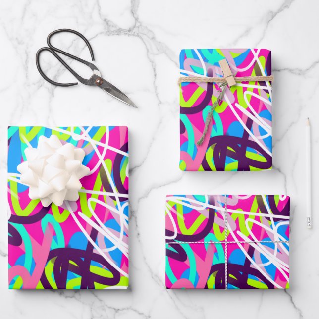 Joyful Colours Modern Abstract  Wrapping Paper Sheet (Front)