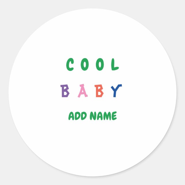 Joyful Cool Funny New Infant Personalized Text Classic Round Sticker (Front)