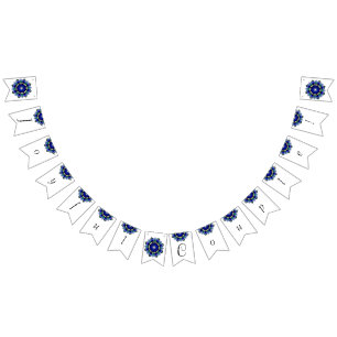 Joyful Couple! Mandala in dark blue Bunting Flags