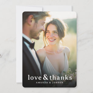 Joyful Cream Romantic Photo Thank You Card