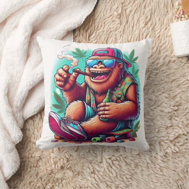 Joyful creature celebrating outdoors throw pillow (Blanket)
