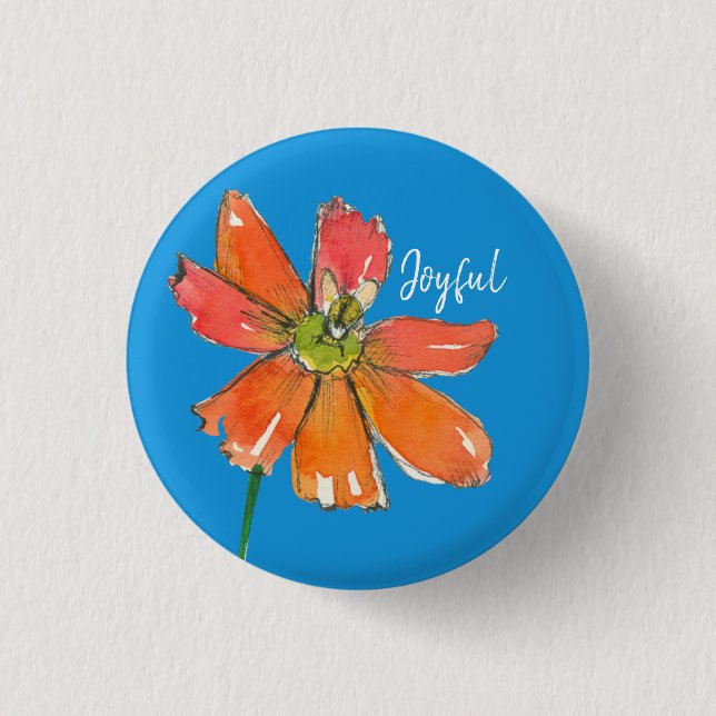 Joyful Daisy Honey Bee Inspirational Words 1 Inch Round Button (Front)