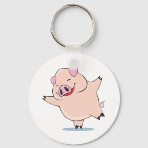 Joyful Dancing Pig Keychain