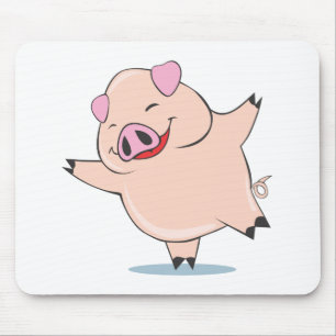 Joyful Dancing Pig Mouse Pad