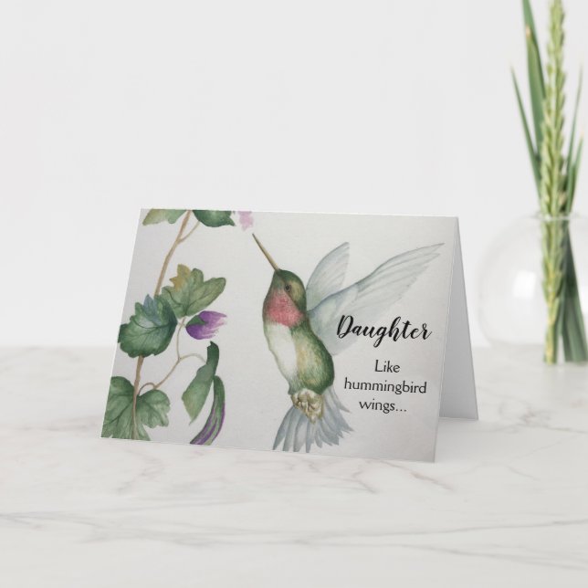 Joyful Daughter Birthday Hummingbird Elegant Card (Front)