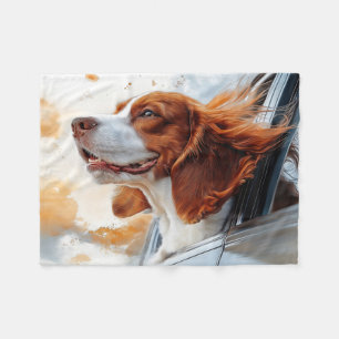 Joyful Dog in the Wind Art Print Fleece Blanket