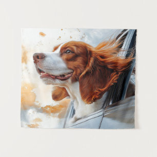 Joyful Dog in the Wind Art Print Tapestry