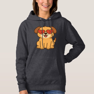 Joyful Dog with Heart Sunglasses, Pet Lover design Hoodie