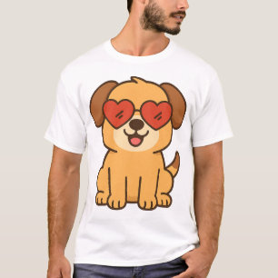 Joyful Dog with Heart Sunglasses, Pet Lover design T-Shirt